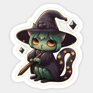 Cute little witchy cat Sticker